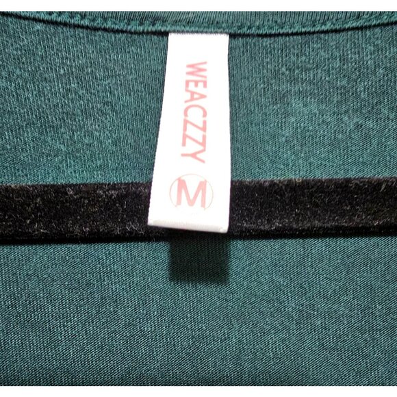 Green Short-Sleeve V-Neck Wrap Midi Dress By Weaczzy Medium - Picture 5 of 10